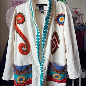 Artistic Cream Embroidered Blazer by IB Diffusion Vintage